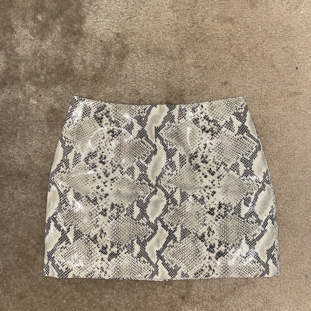 Intermix snake leather skirt